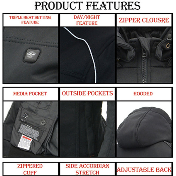 Nexgen Heat NXM1761SET Men’s Black Igniter 'Heated' Soft Shell Racing Style Motorcycle Heated Jacket