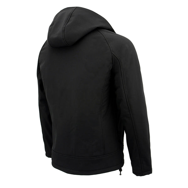 Nexgen Heat MPM1767SET Men's Black 'Heated' Soft Shell Hooded Zipper Front Jacket (Rechargeable Battery Pack Included)
