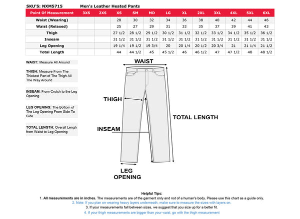 NexGen Heat MPM5715SET Men Black Winter Thermal Heated Pants for Ski and Riding -Winter Outdoors