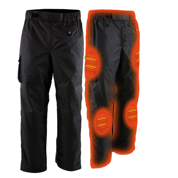 NexGen NXM5715SET Men's 'Torrid' Black Heated Textile Water Resistant Over Pants (Rechargeable Battery Pack Included)