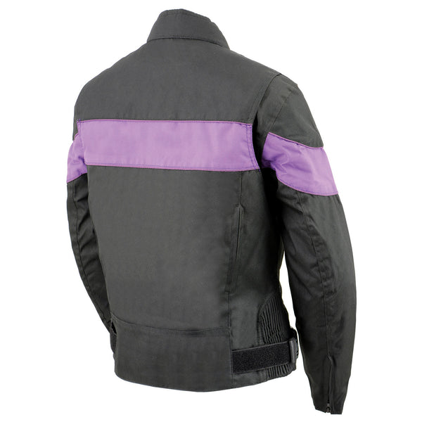 Milwaukee Leather SH2261 Women's Black and Purple Textile Lightweight Motorcycle Jacket with Reflective Piping