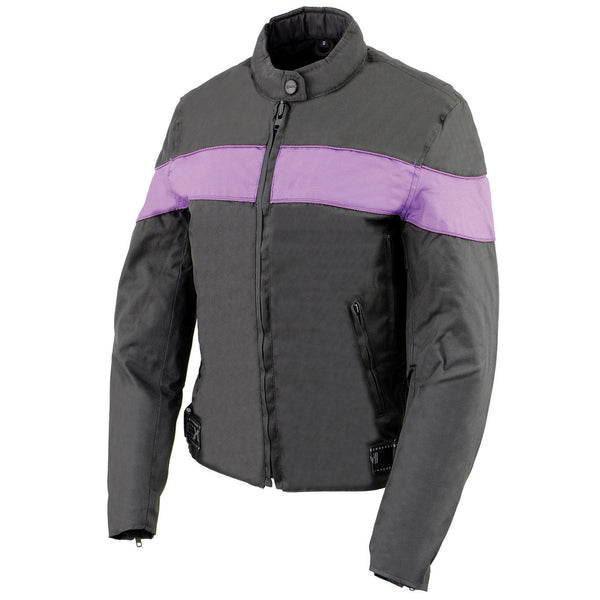 Milwaukee Leather SH2261 Women's Black and Purple Textile Lightweight Motorcycle Jacket with Reflective Piping