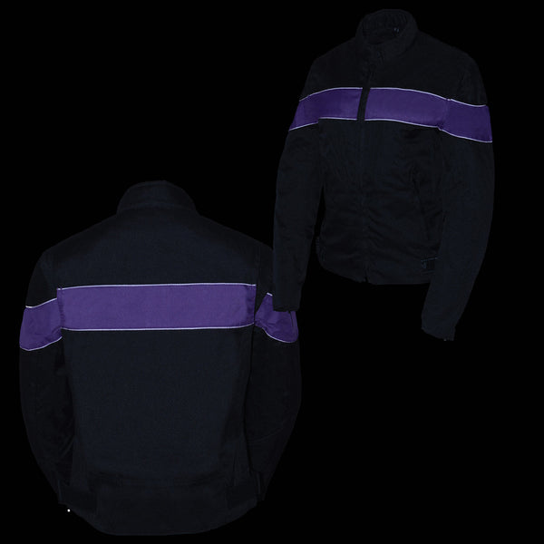 Milwaukee Leather SH2261 Women's Black and Purple Textile Lightweight Motorcycle Jacket with Reflective Piping