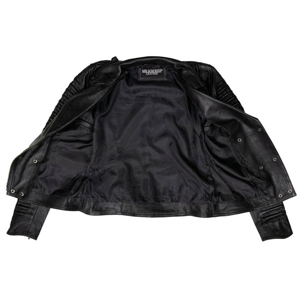 Milwaukee Leather Women's Velvet Vixen Black Naked Lambskin Moto Jacket - SFL2802