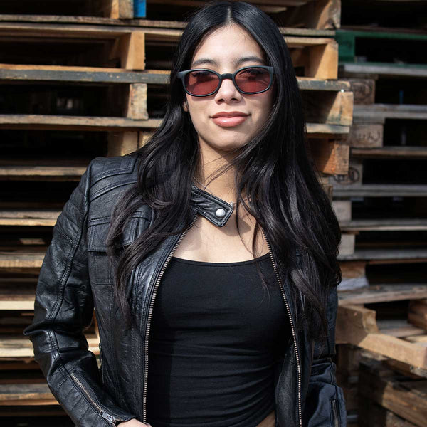 Milwaukee Leather SFL2806 Women's Quilted Black Mandarin Scuba Collar Fashion Casual Leather Jacket