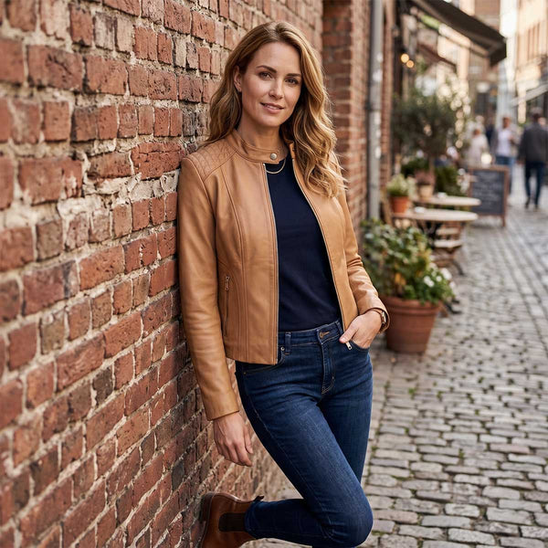 Milwaukee Leather Vintage SFL2814 Women's Cognac Leather Moto Style Fashion Jacket