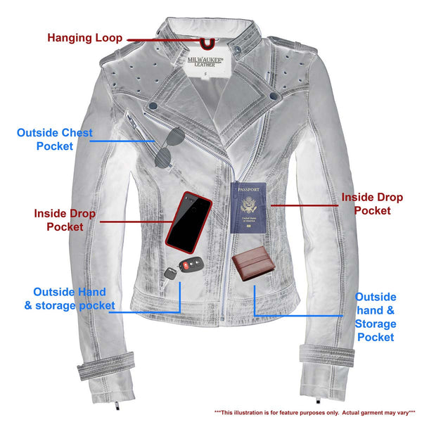 Milwaukee Leather Women's Maiden Royal Blue Premium Sheepskin Motorcycle Fashion Leather Jacket SFL2840