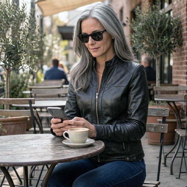 Milwaukee Leather SFL2855 Women's Black  Zip Front Fashion Leather Jacket with Side Stretch Fitting