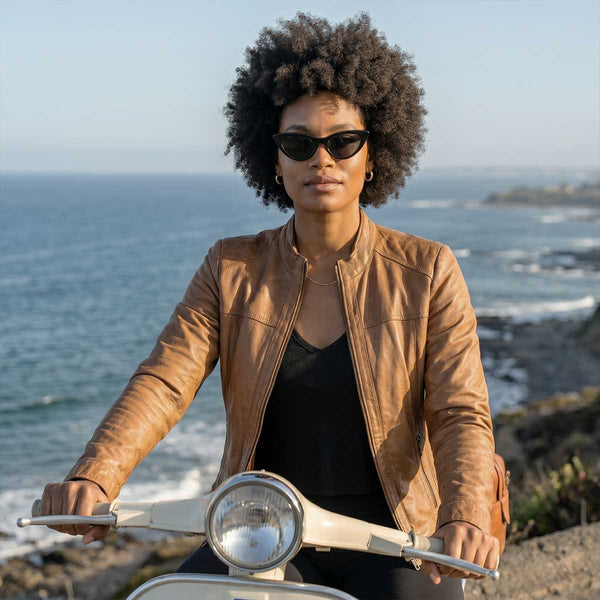 Milwaukee Leather SFL2855 Women's Saddle Zip Front Leather Jacket with Side Stretch Fitting