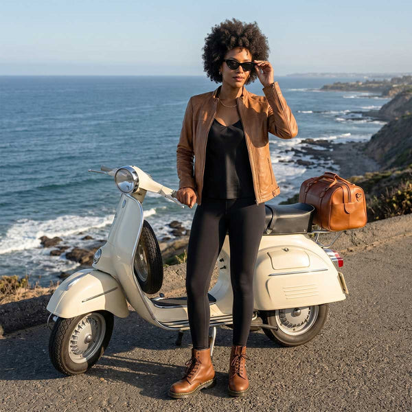 Milwaukee Leather SFL2855 Women's Saddle Zip Front Leather Jacket with Side Stretch Fitting