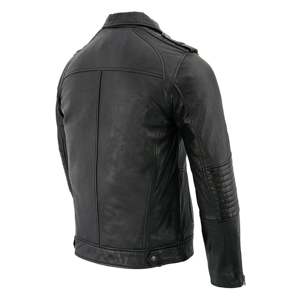 Milwaukee Leather SFM1810 Men's Black Lambskin Patch Pocket Leather Jacket