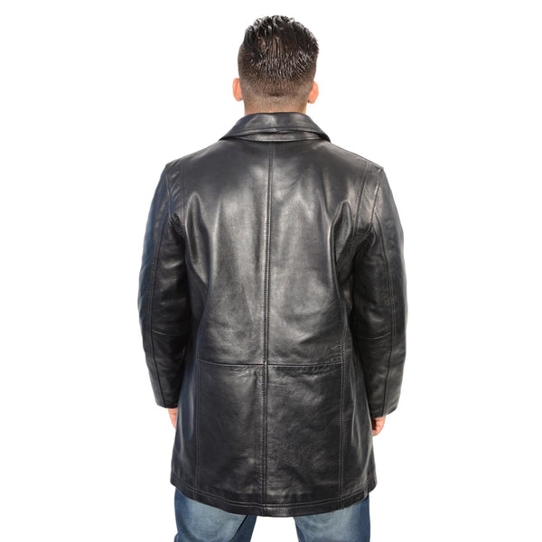 Milwaukee Leather Men's Black Classic Button Closure Fashion Leather Car Coat SFM1815
