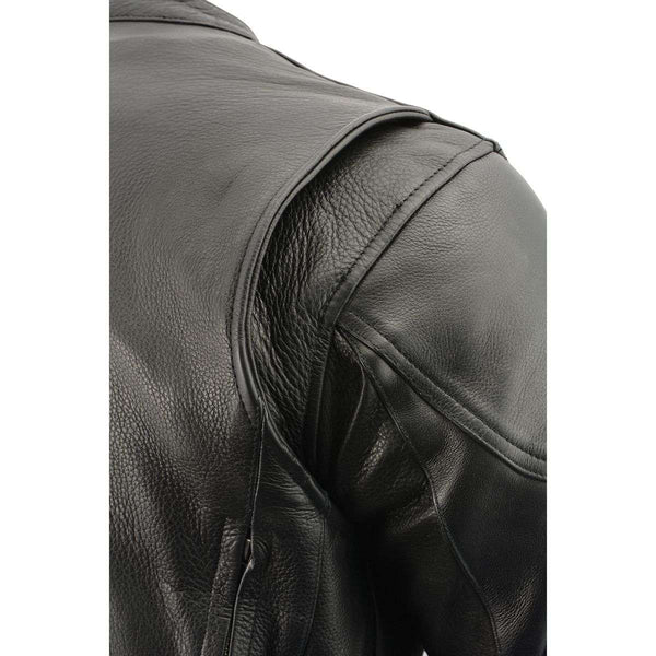 Milwaukee Leather Men's Over Drive Scooter Style Black Vented Leather Motorcycle Jacket - SH1010