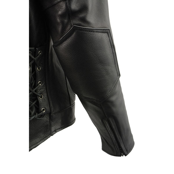 Milwaukee Leather Men's Over Drive Scooter Style Black Vented Leather Motorcycle Jacket - SH1010