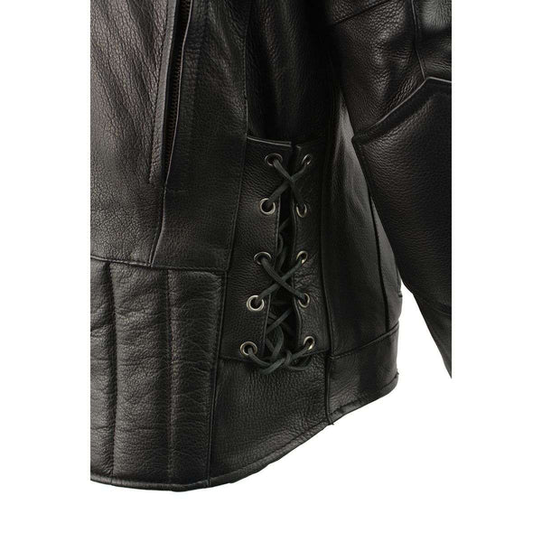 Milwaukee Leather Men's Over Drive Scooter Style Black Vented Leather Motorcycle Jacket - SH1010