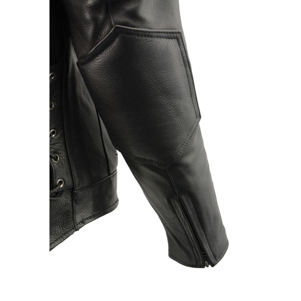 Milwaukee Leather Men's Over Drive Scooter Style Black Vented Leather Motorcycle Jacket - SH1010
