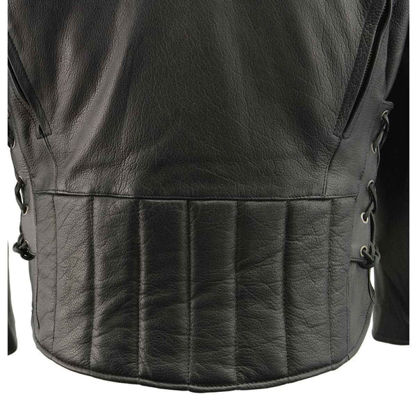 Milwaukee Leather Men's Over Drive Scooter Style Black Vented Leather Motorcycle Jacket - SH1010
