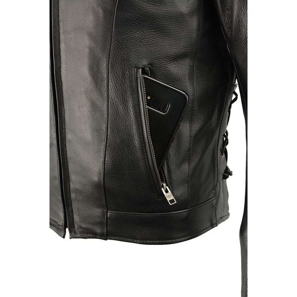 Milwaukee Leather Men's Over Drive Scooter Style Black Vented Leather Motorcycle Jacket - SH1010