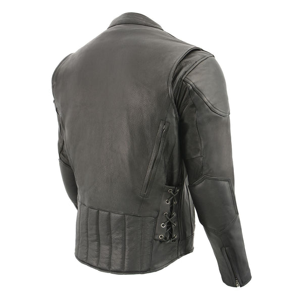 Milwaukee Leather Men's Over Drive Scooter Style Black Vented Leather Motorcycle Jacket - SH1010