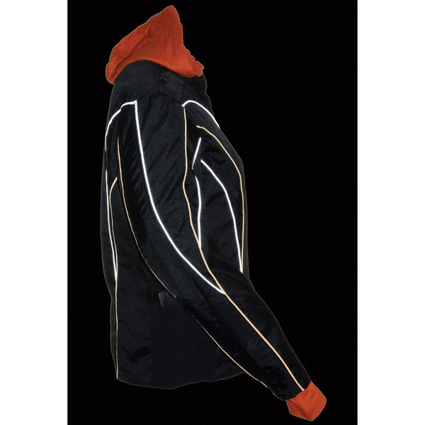 NexGen SH1960 Women's Black Hooded Textile Jacket with Reflective Piping