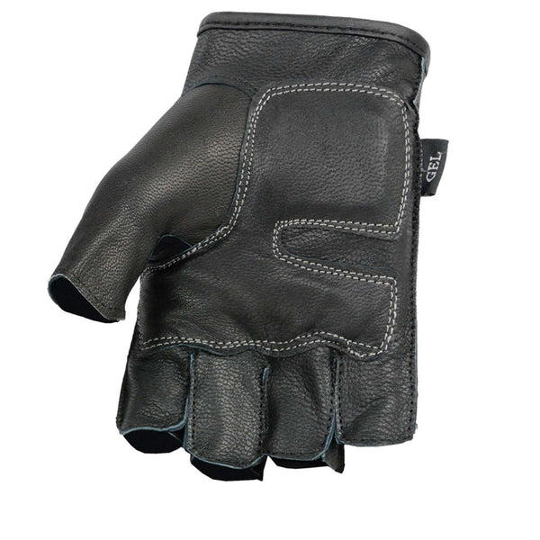 Milwaukee Leather SH198 Men's Black-Orange Gel Palm Fingerless Motorcycle Gloves with Orange Flame Embroidery