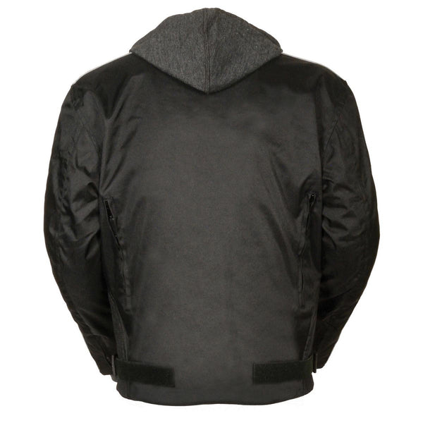 NexGen SH2034 Men's  Black and Grey Nylon Racer Jacket with Hoodie