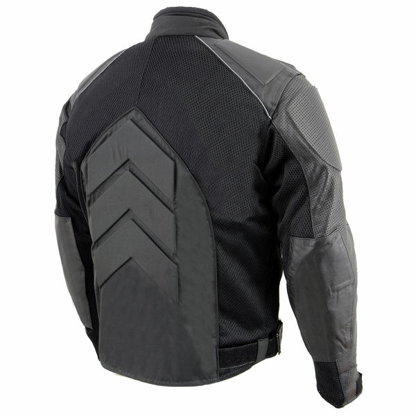 NexGen SH2153 Men's Black and Blue CE Armored Motorcycle Textile and Leather Combo Jacket