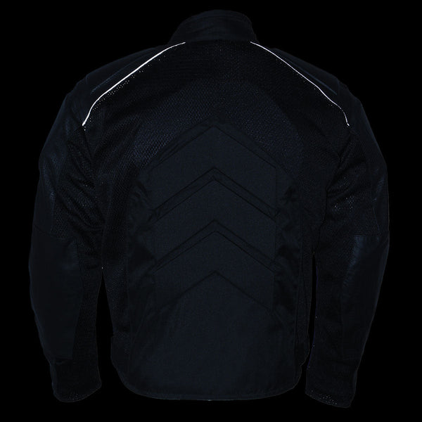 NexGen SH2153 Men's Black and Orange CE Armored Motorcycle Textile and Leather Combo Jacket