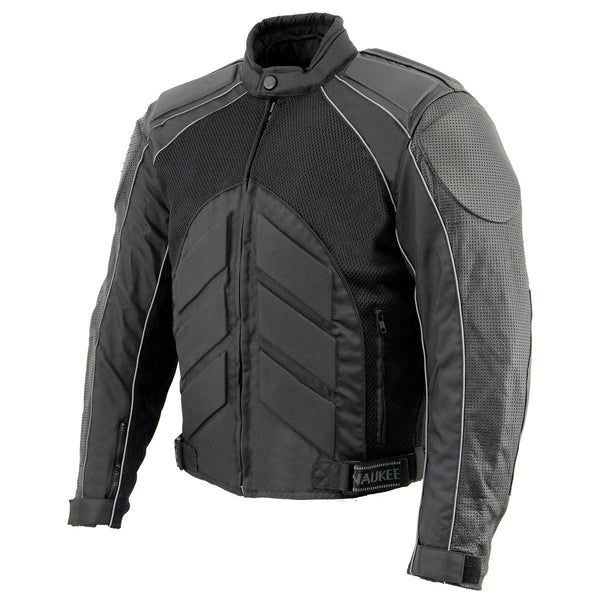 NexGen SH2153 Men's Black and Blue CE Armored Motorcycle Textile and Leather Combo Jacket