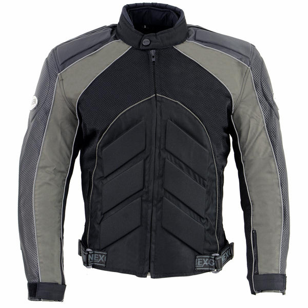 NexGen SH2153 Men's Black and Orange CE Armored Motorcycle Textile and Leather Combo Jacket