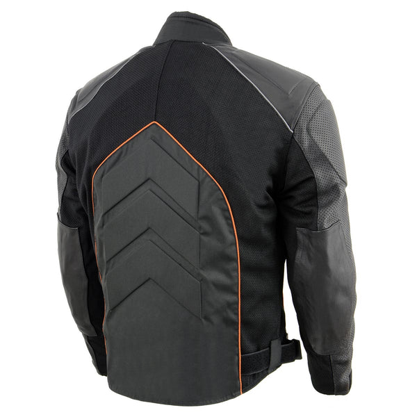 NexGen SH2153 Men's Combo Black and Red CE Armored Leather and Textile with Mesh Motorcycle Jacket