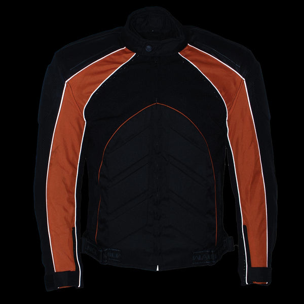 NexGen SH2153 Men's Combo Black and Red CE Armored Leather and Textile with Mesh Motorcycle Jacket