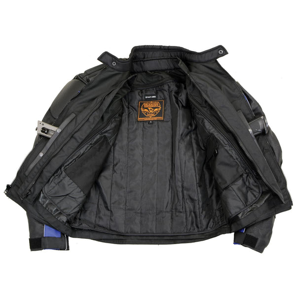 NexGen SH2153 Men's Black and Grey CE Armored Motorcycle Textile and Leather Combo Jacket