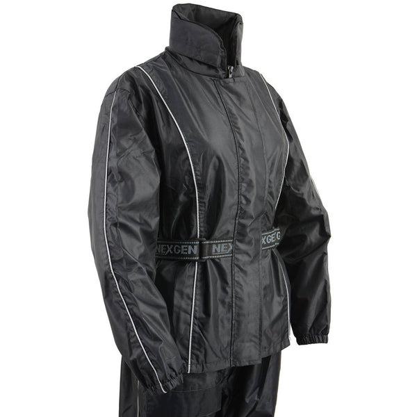 NexGen SH2215L Women's Lightweight Oxford Nylon Black Water Resistant Rain Suit