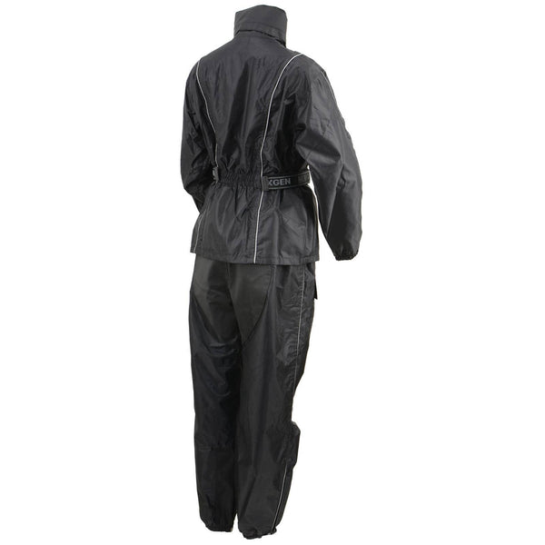 NexGen SH2215L Women's Lightweight Oxford Nylon Black Water Resistant Rain Suit