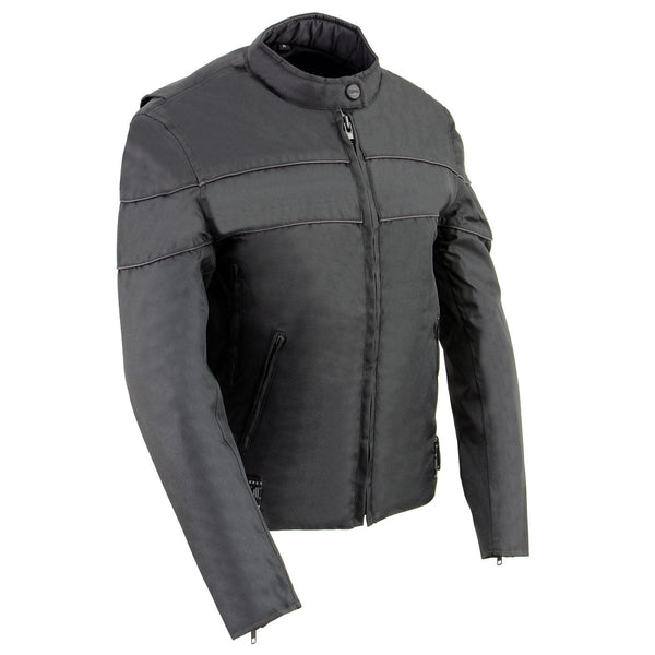Milwaukee Leather SH2261 Women's Black Textile Lightweight Motorcycle Jacket with Reflective Piping