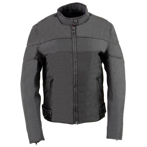 Milwaukee Leather SH2261 Women's Black Textile Lightweight Motorcycle Jacket with Reflective Piping