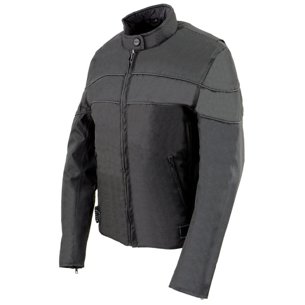Milwaukee Leather SH2261 Women's Black Textile Lightweight Motorcycle Jacket with Reflective Piping
