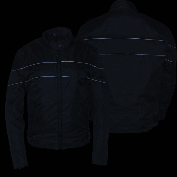 Milwaukee Leather SH2261 Women's Black Textile Lightweight Motorcycle Jacket with Reflective Piping