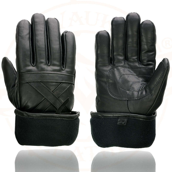 Milwaukee Leather SH231 Men's Black Leather Warm Gauntlet Motorcycle Cold Weather Gloves