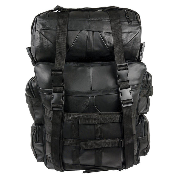 Milwaukee Leather SH537 Large Black Motorcycle Large Leather Deluxe Sissy Bar Pack Bag