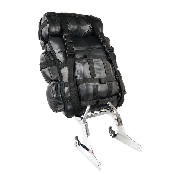 Milwaukee Leather SH537 Large Black Motorcycle Large Leather Deluxe Sissy Bar Pack Bag