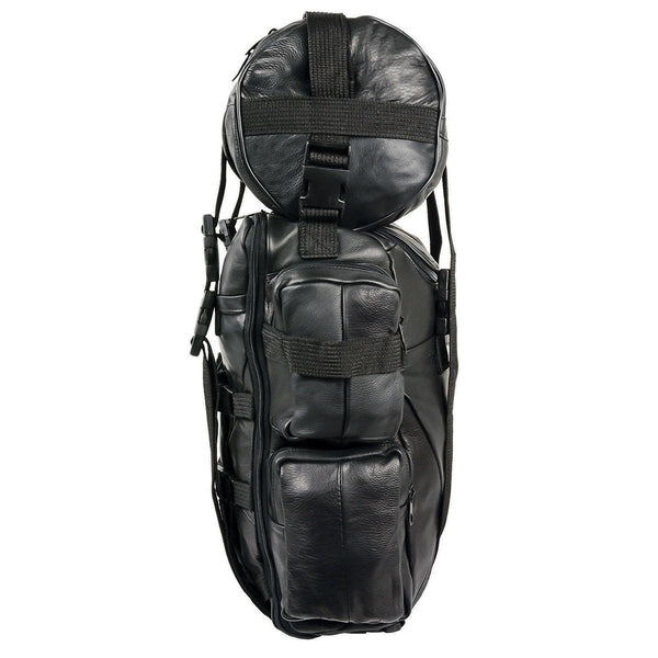 Milwaukee Leather SH537 Large Black Motorcycle Large Leather Deluxe Sissy Bar Pack Bag