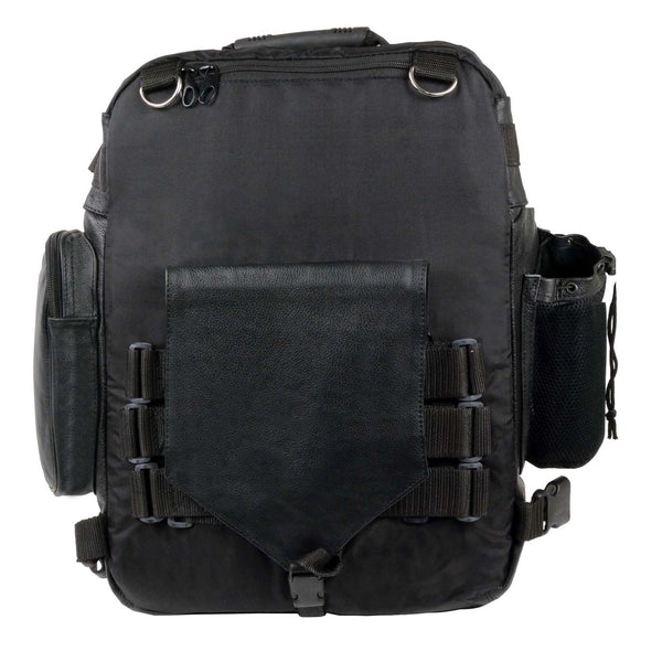 Milwaukee Leather SH54001 Medium Black Leather and Textile Motorcycle Cruiser Sissy Bar Bag Back-Pack