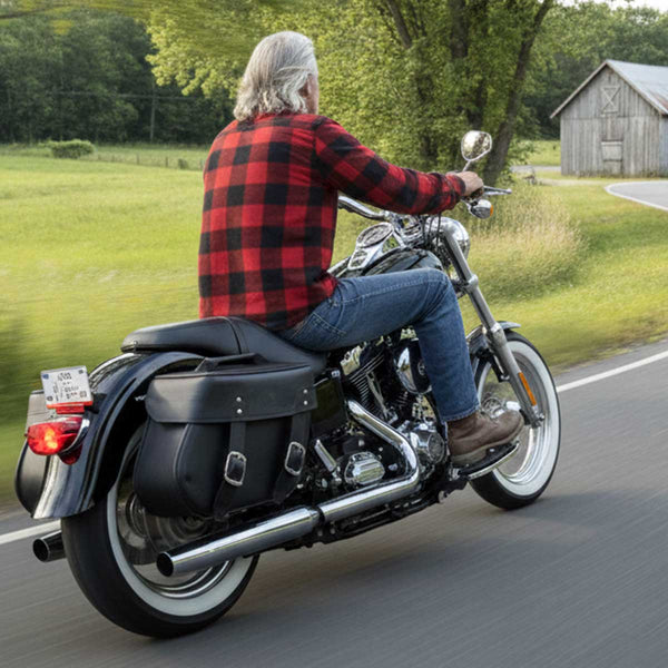 Milwaukee Leather SH592ZB Black Zip-Off PVC Throw Over Slanted Saddlebags