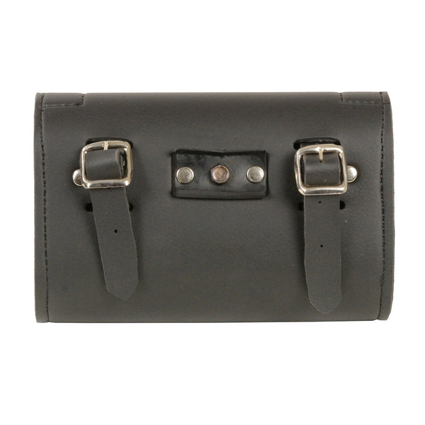 Milwaukee Leather SH63202 Black Motorcycle PVC Small Studded Windshield Bag with Self FastenerClosure