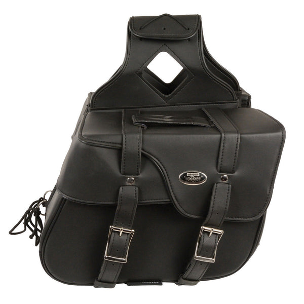 Milwaukee Leather SH64501ZB Black Zip-Off PVC Extended Flap Throw Over Saddlebags (15X11X7X21)