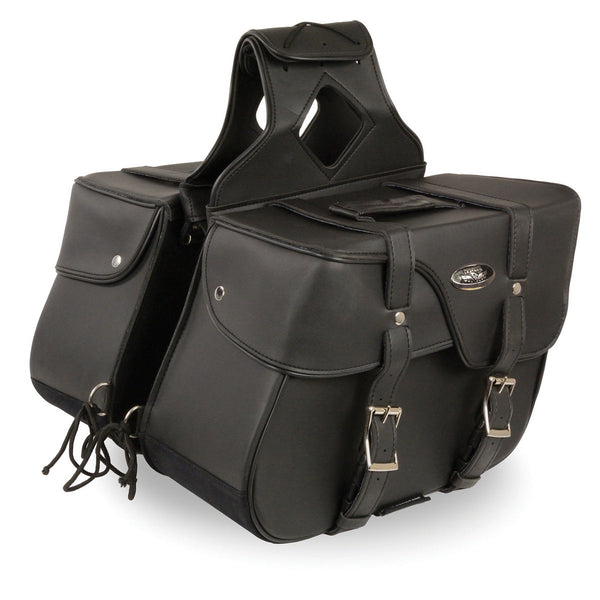 Milwaukee Leather SH64501ZB Black Zip-Off PVC Extended Flap Throw Over Saddlebags (15X11X7X21)
