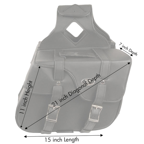 Milwaukee Leather SH64501ZB Black Zip-Off PVC Extended Flap Throw Over Saddlebags (15X11X7X21)