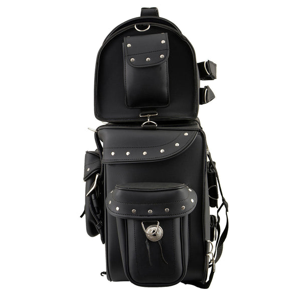 Milwaukee Leather SH660 Large Black 2-Piece PVC Motorcycle Touring Bag Pack